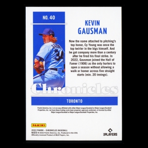Kevin Gausman RC 2022 Chronicles Blue Jays