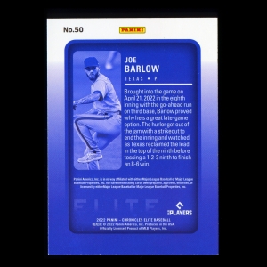 Joe Barlow RC 2022 Elite Rookie Rangers