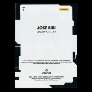 Jose Siri RC 2022 Clearly Donruss Rookie Astros