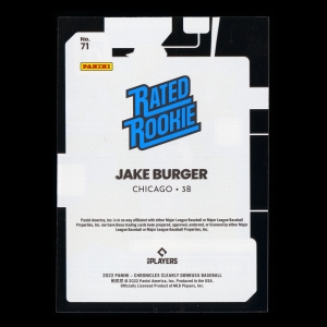 Jake Burger RR 2022 Clearly Donruss Rated Rookie White Sox