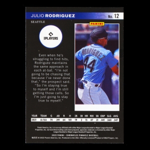 Julio Rodriguez RC 2022 Pinnacle Rookie Mariners