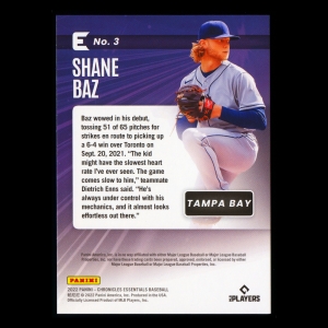 Shane Baz RC 2022 Essentials Rookie Rays