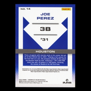 Joe Perez RC 2022 Recon Rookie Astros