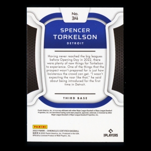 Spencer Torkelson RC 2022 Certified Rookie Tigers
