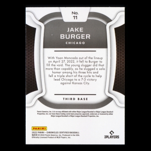 Jake Burger RC 2022 Certified Rookie White Sox