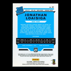 Jonathan Loaisiga RR RC 2019 Donruss Optic Rookie Yankees
