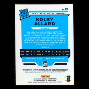 Kolby Allard RR RC 2019 Donruss Optic Rookie Braves