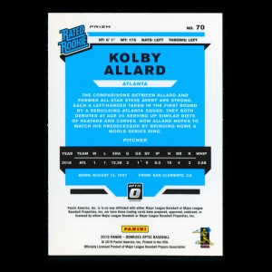 Kolby Allard RR RC 2019 Donruss Optic Holo Rookie Braves