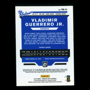 Vladimir Guerrero Jr. 2019 Donruss Optic The Rookies Blue Jays