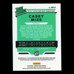 Casey Mize 2019 Donruss Optic Rated Prospects Tigers