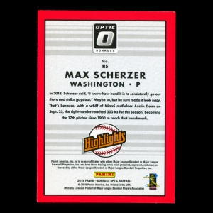 Max Scherzer 2019 Donruss Optic Highlights Nationals