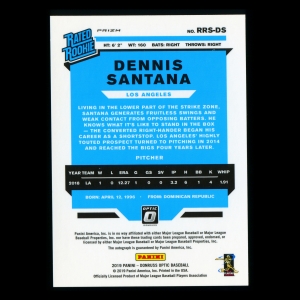 Dennis Santana RC RR 2019 Donruss Optic Rated Rookies Signatures Holo Rookie Dodgers