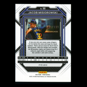 Jacob Misiorowski 2023 Panini Prizm Red Brewers 134/199