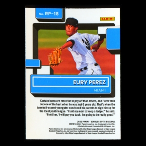 Eury Perez RR 2022 Donruss Optic Rated Prospects Marlins