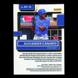 Alexander Canario RR 2022 Donruss Optic Rated Prospects Cubs