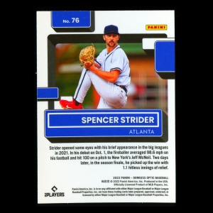 Spencer Strider RR RC 2022 Donruss Optic Rated Rookie Braves