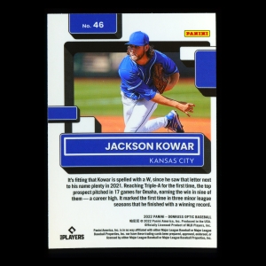 Jackson Kowar RR RC 2022 Donruss Optic Rated Rookie Royals