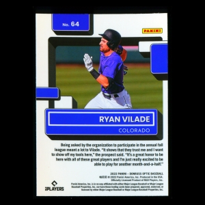 Ryan Vilade RR RC 2022 Donruss Optic Rated Rookie Rockies
