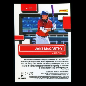 Jake McCarthy RR RC 2022 Donruss Optic Red White & Blue Rated Rookie Diamondbacks 061/199