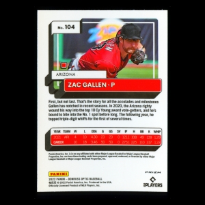 Zac Gallen 2022 Donruss Optic Holo Diamondbacks