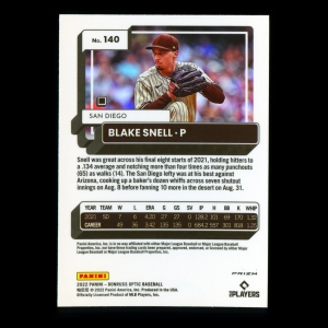 Blake Snell 2022 Donruss Optic Holo Padres
