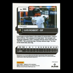 Luis Robert 2022 Donruss Optic Blue Velocity White Sox 65/99