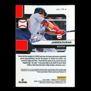Jarren Duran 2022 Donruss Optic The Rookies Red Sox