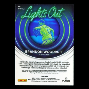 Brandon Woodruff 2022 Donruss Optic Lights Out Brewers