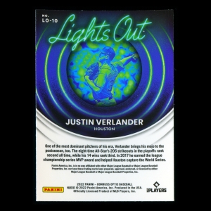 Justin Verlander 2022 Donruss Optic Lights Out Astros