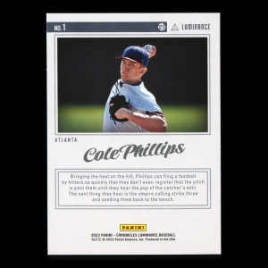 Cole Phillips 2023 Panini Chronicles Luminance Braves