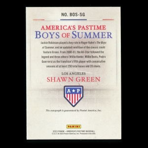 Shawn Green 2023 Panini Chronicles America's Pastime Boys of Summer Autographs Pink Dodgers 2/7