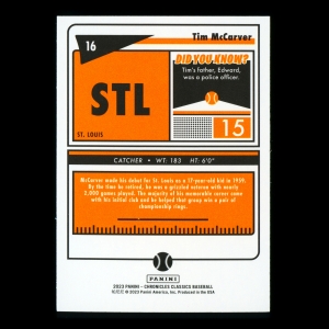 Tim McCarver 2023 Panini Chronicles Classics Cardinals