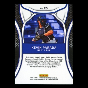 Kevin Parada 2023 Panini Chronicles Certified Mets