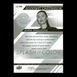 Maria Sharapova 2022 Upper Deck Goodwin Champions Splash of Color 3-D Lenticular