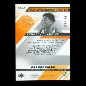 Kennedy Chandler 2022 Upper Deck Goodwin Champions Platinum High Series Orange Prism Volunteers | Long Island Nets  264/499