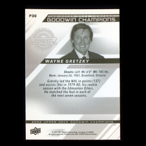 Wayne Gretzky 2022 Upper Deck Goodwin Champions Platinum Oilers