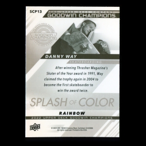 Danny Way 2022 Upper Deck Goodwin Champions Splash of Color Rainbow Platinum