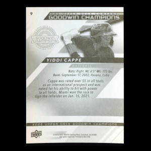 Yiddi Cappe 2022 Upper Deck Goodwin Champions Marlins