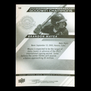 Brandon Mayea 2022 Upper Deck Goodwin Champions Yankees