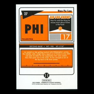 Hao-Yu Lee 2023 Panini Chronicles Classics Phillies
