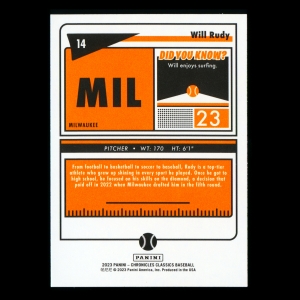 Will Rudy 2023 Panini Chronicles Classics Brewers