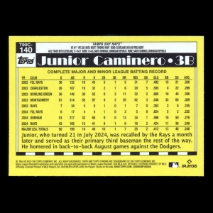 Junior Caminero 2025 Topps '90 Topps Silver Pack Chrome Retro Rays