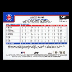 Javier Assad 2025 Topps Gold Cubs 1514/2025