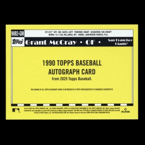 Grant McCray RC 2025 Topps '90 Topps Series 2 Retro Rookie Auto Giants