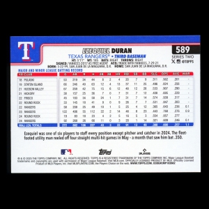 Ezequiel Duran 2025 Topps Diamante Foil Rangers