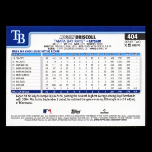 Logan Driscoll RC 2025 Topps Rookie Rays