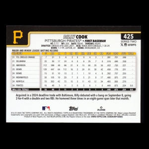 Billy Cook RC 2025 Topps Rookie Pirates