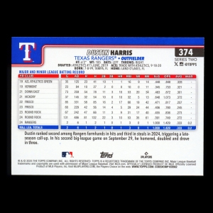 Dustin Harris RC 2025 Topps Rookie Rangers