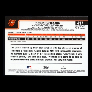 Tomoyuki Sugano RC 2025 Topps Rookie Orioles