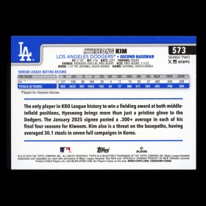 Hyeseong Kim RC 2025 Topps Rookie Dodgers